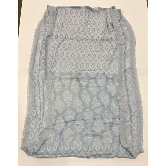 Saree Shawl Stole Blue White Banasari - Picture 3 of 5